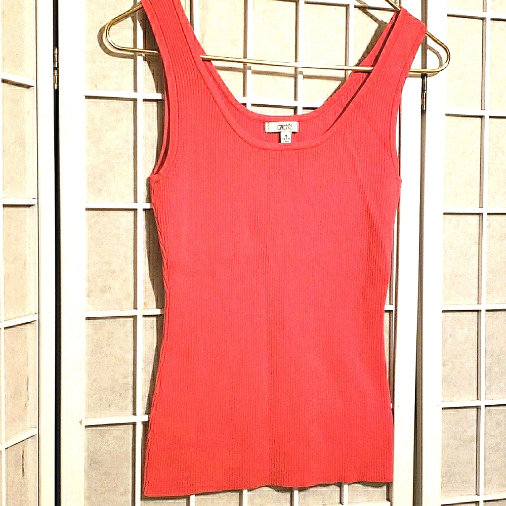 CACHE SLEEVELESS RIBBED KNIT TANK TOP SZ M